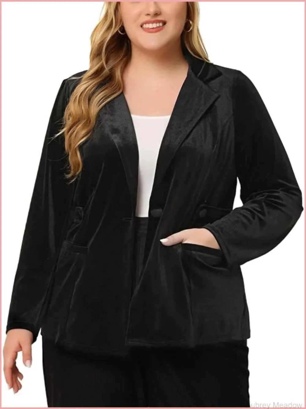 Plus Size Velvet Blazer Jacket for Women Casual Office Work Lapel Suit